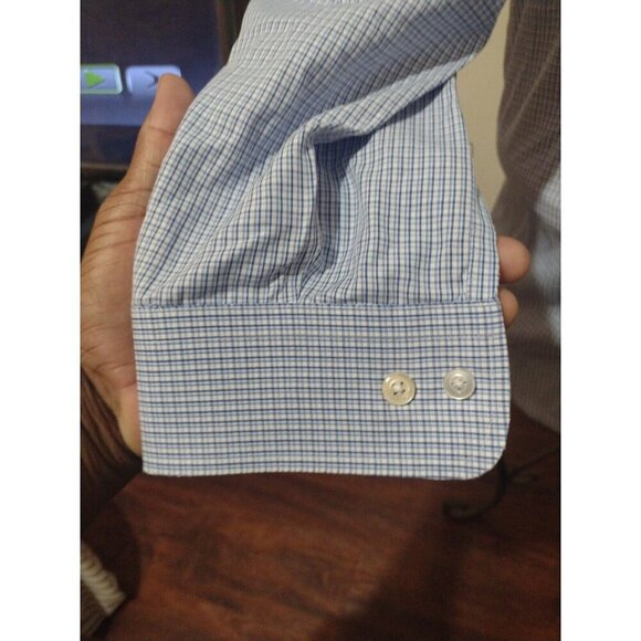 Men's Joseph Abboud No Wrinkles Tailored Fit 16.5-33 (Large L) Blue Dress Shirt - Picture 5 of 10